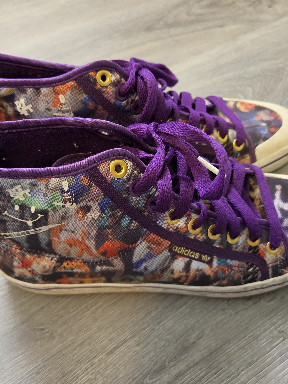 Adidas Purple Multi-Print Lace-Up Sneakers